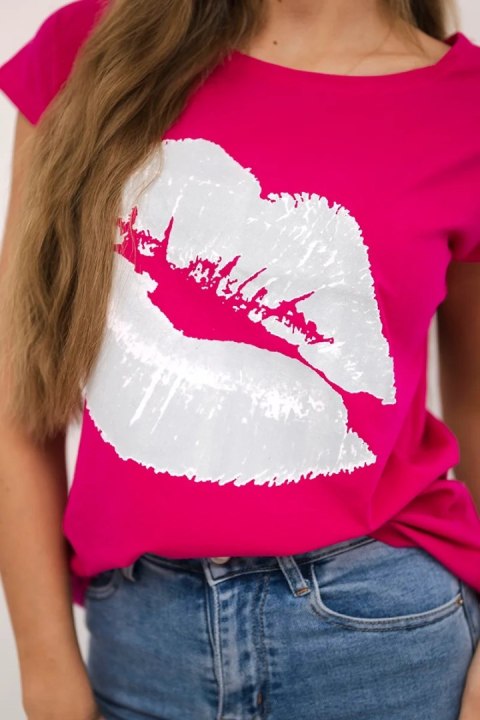 Bluzka z nadrukiem ust fuksja