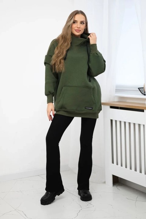 Bluza ocieplana z półgolfem khaki