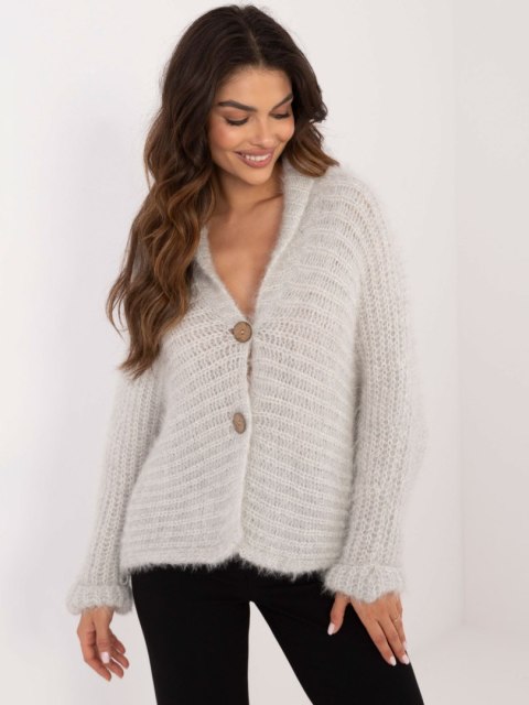 Rozpinany Sweter o Luźnym Kroju Jasno Szary
