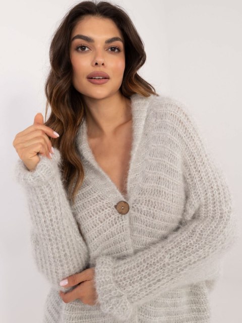 Rozpinany Sweter o Luźnym Kroju Jasno Szary