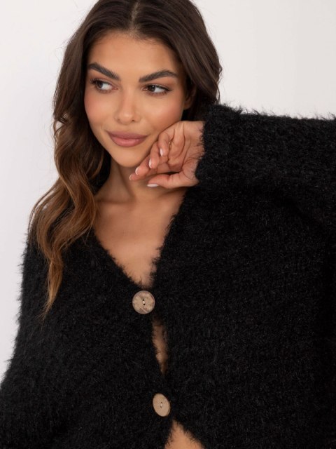 Rozpinany Sweter o Luźnym Kroju Czarny