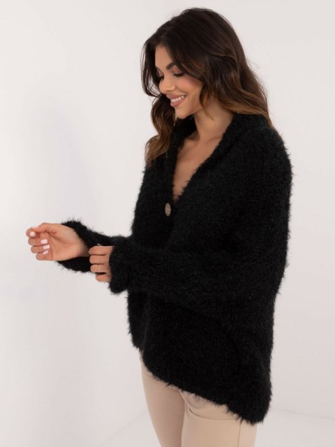 Rozpinany Sweter o Luźnym Kroju Czarny