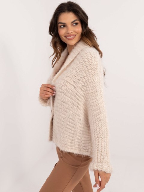 Rozpinany Sweter o Luźnym Kroju Jasno Beżowy