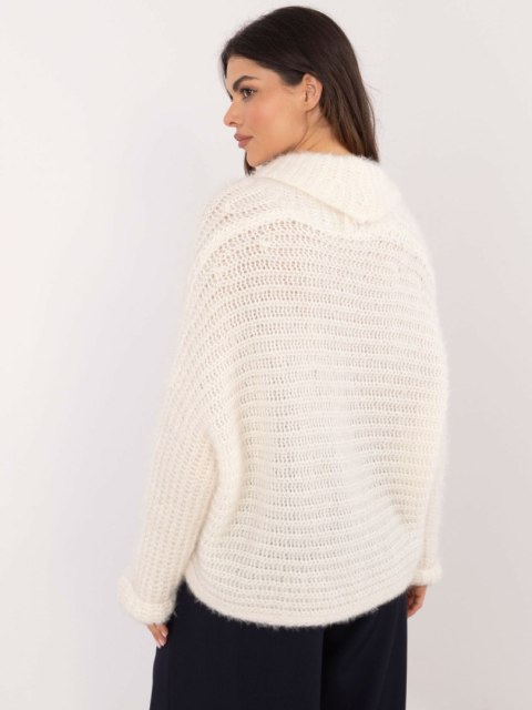 Rozpinany Sweter o Luźnym Kroju Ecru