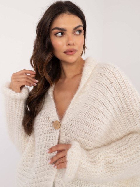 Rozpinany Sweter o Luźnym Kroju Ecru