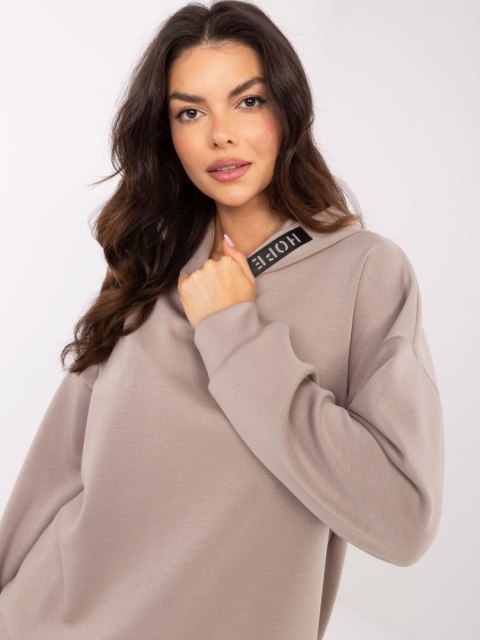 Ciemno beżowa bluza damska z kapturem masełko