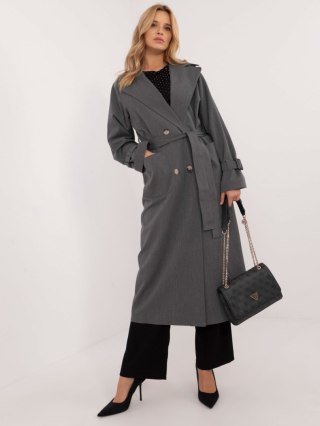 Ciemnoszary Długi Trencz z Bawełny LK-PL-509754.42