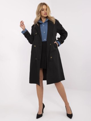 Czarny Damski Trencz z Jeansową Wstawką NM-PL-DD0370-B.00