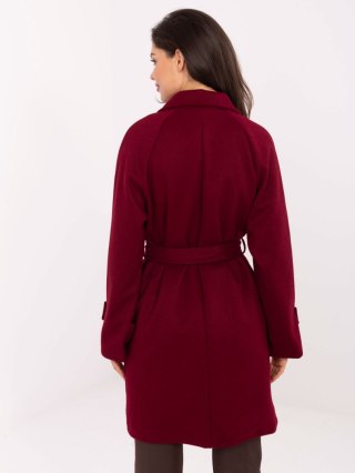 Bordowy Dwurzędowy Płaszcz RUE PARIS IT-PL-A9589.58