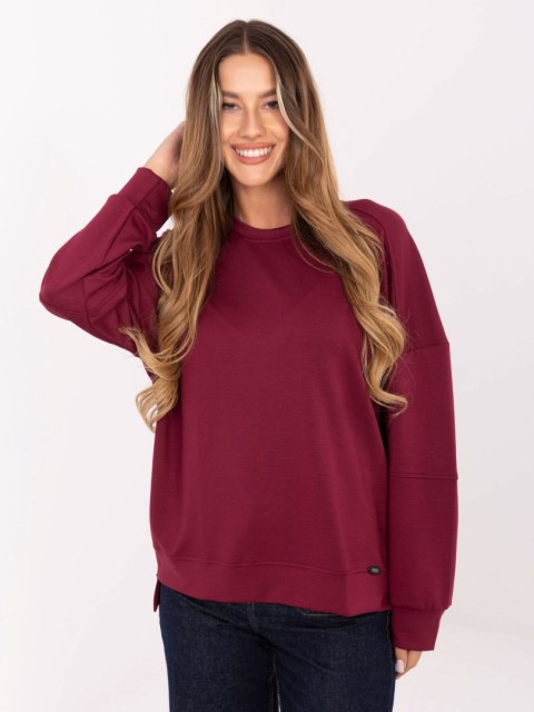 Bordowa bluza damska oversize masełko – luźny fason typu basic