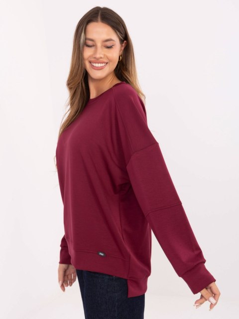 Bordowa bluza damska oversize masełko – luźny fason typu basic