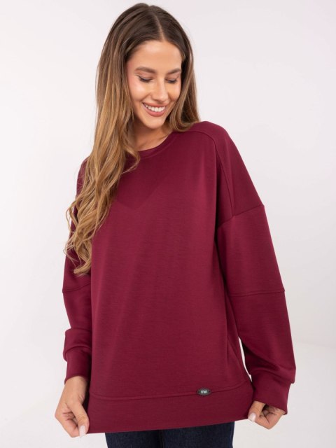 Bordowa bluza damska oversize masełko – luźny fason typu basic