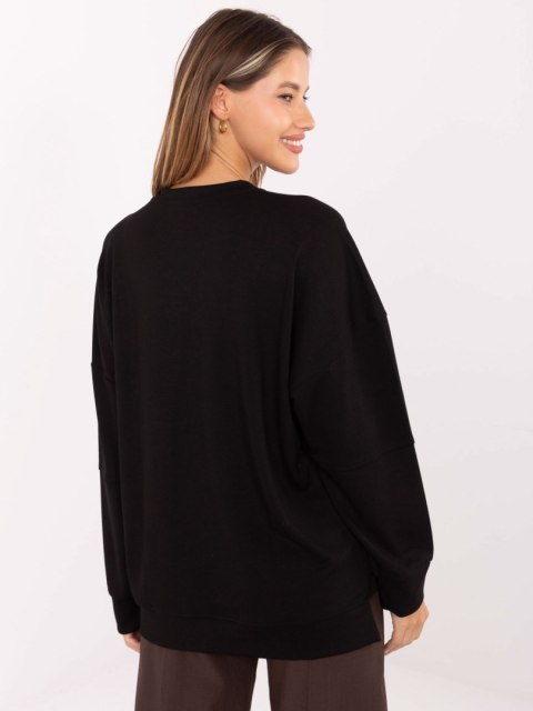 Czarna bluza damska oversize masełko – luźny fason typu basic