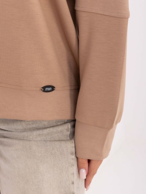 Ciemnobeżowa bluza damska oversize masełko – luźny fason typu basic