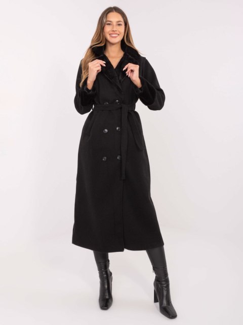 Ecru Dwurzędowy Płaszcz z Kołnierzem RUE PARIS IT-PL-4602.01P