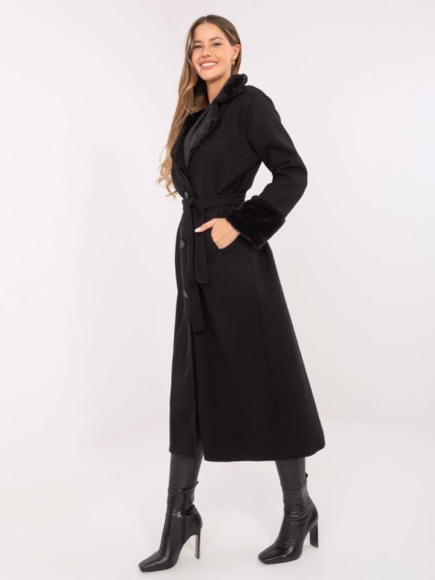 Ecru Dwurzędowy Płaszcz z Kołnierzem RUE PARIS IT-PL-4602.01P