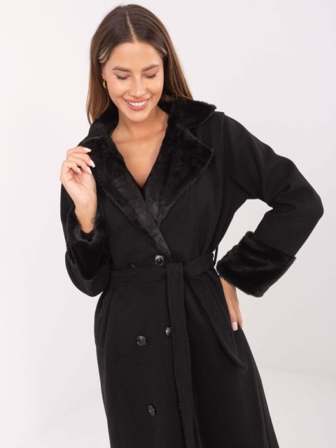 Ecru Dwurzędowy Płaszcz z Kołnierzem RUE PARIS IT-PL-4602.01P