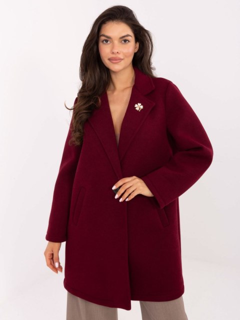 Bordowy Płaszcz Przejściowy z Piankowego Materiału