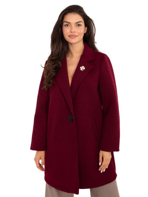 Bordowy Płaszcz Przejściowy z Piankowego Materiału