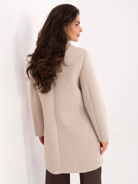 Beżowy Płaszcz Przejściowy z Piankowego Materiału