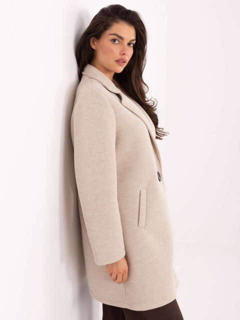 Beżowy Płaszcz Przejściowy z Piankowego Materiału