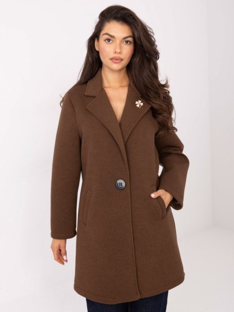 Brązowy Płaszcz Przejściowy z Piankowego Materiału