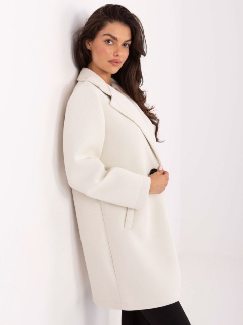 Ecru Płaszcz Przejściowy z Piankowego Materiału