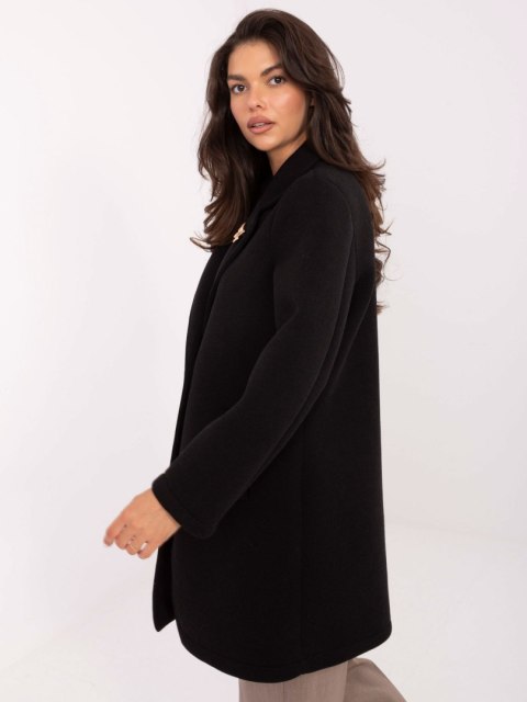 Czarny Płaszcz Przejściowy z Piankowego Materiału