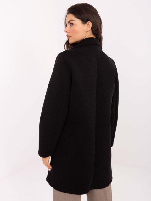 Czarny Płaszcz Przejściowy z Piankowego Materiału