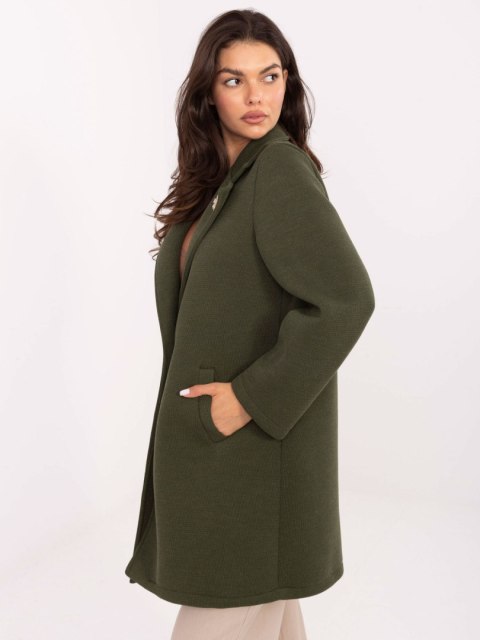 Khaki Płaszcz Przejściowy z Piankowego Materiału