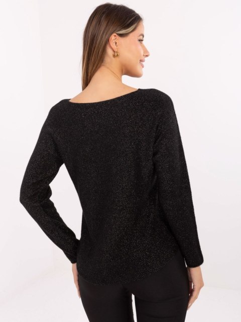Czarny Elegancki Sweter z Wiskozą RUE PARIS