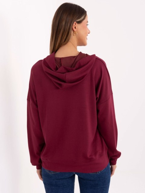 Bordowa bluza damska masełko z kapturem