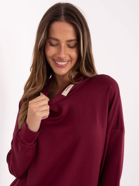 Bordowa bluza damska masełko z kapturem