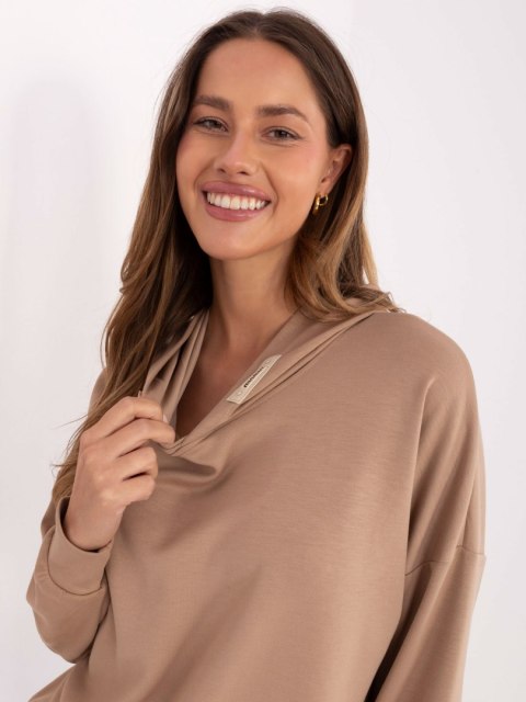 Beżowa bluza damska masełko z kapturem