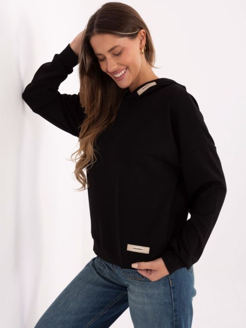 Czarna  bluza damska masełko z kapturem