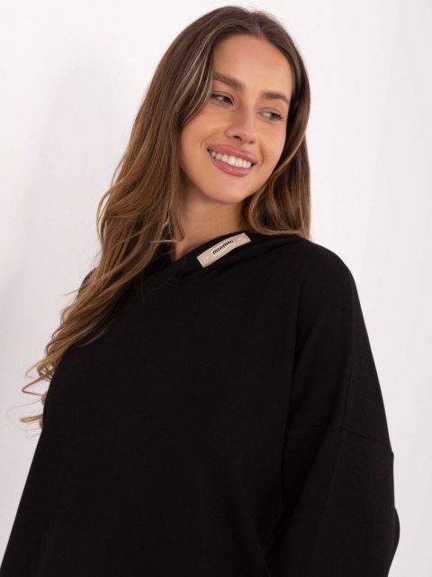 Czarna  bluza damska masełko z kapturem