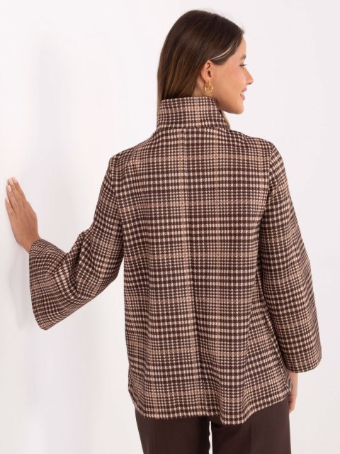 Jasnobeżowo-Czarny Płaszcz z Dużymi Guzikami IT-PL-31820.25