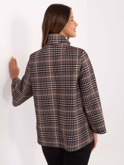 Jasnobeżowo-Czarny Płaszcz z Dużymi Guzikami IT-PL-31820.25