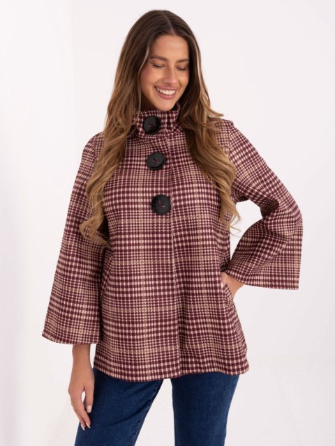 Jasnobeżowo-Czarny Płaszcz z Dużymi Guzikami IT-PL-31820.25