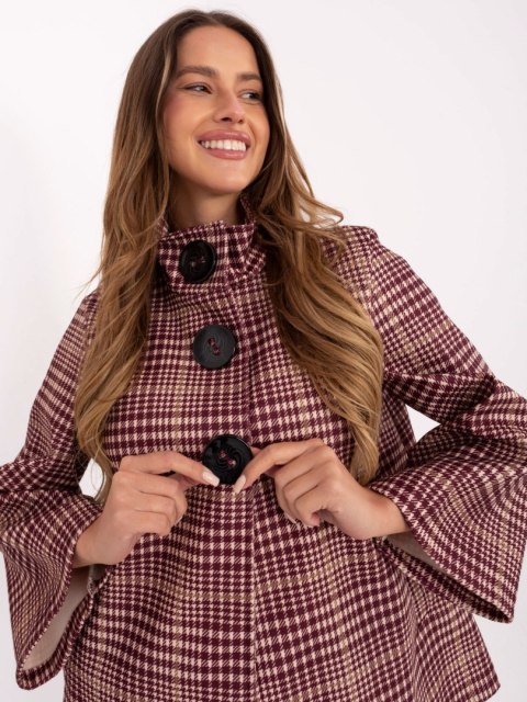 Jasnobeżowo-Czarny Płaszcz z Dużymi Guzikami IT-PL-31820.25