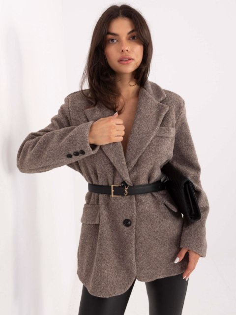 Jasnobeżowy Damski Płaszcz Oversize RUE PARIS IT-PL-FL7696.16