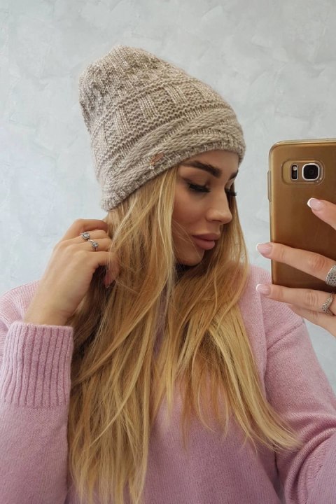 Czapka z polarem Edyta K298 beżowa