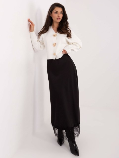 Ecru Elegancki Sweter z Rayonem i Bufiastymi Rękawami