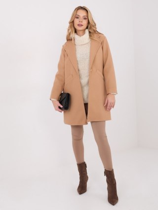 Camelowy Elegancki Płaszcz Przejściowy z Kieszeniami IT-PL-20238.23