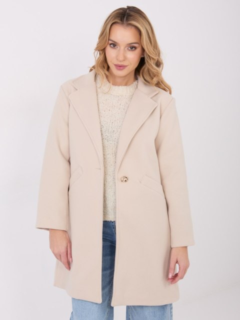 Camelowy Elegancki Płaszcz Przejściowy z Kieszeniami IT-PL-20238.23
