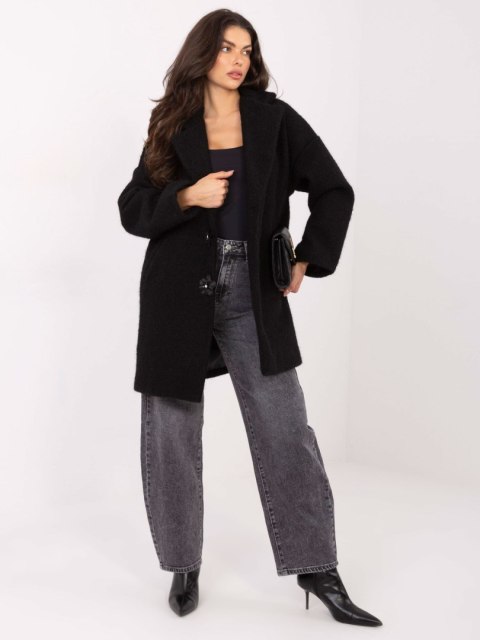 Czarny Płaszcz z Broszkami w Kształcie Kwiatów IT-PL-96965.19