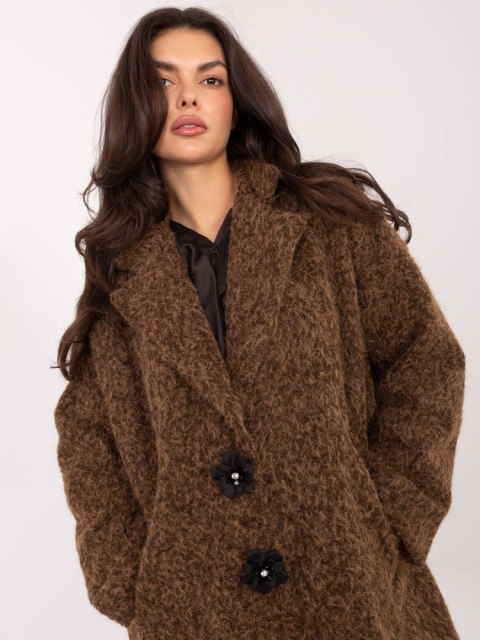 Czarny Płaszcz z Broszkami w Kształcie Kwiatów IT-PL-96965.19