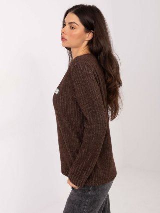Brązowy Damski Sweter z Miękkiej Bawełny RV-SW-A1025.80