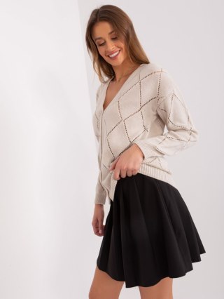 Rozpinany Sweter Ażurowy Oversize z Wełną RUE PARIS LC-SW-A10-1.23X