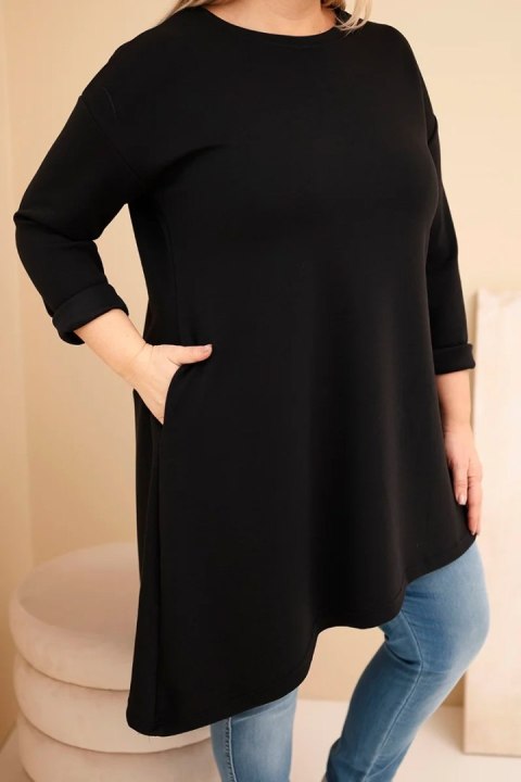 Sukienka damska Plus Size z wiskozy z luźnym fasonem i długim rękawem czarna
